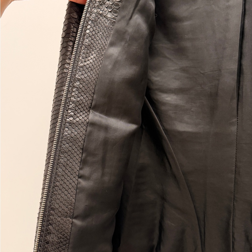 Black Python Leather Women's Jacket - image 3